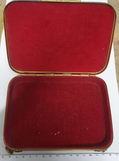 Vintage hair brush, hand mirror, jewellery box, brush set - Nylon, Made in England - water damaged