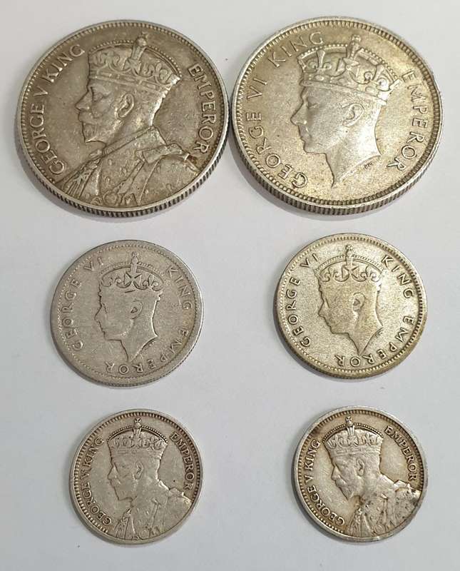 SOUTHERN RHODESIA COINS (9 COINS TOTAL OF WHICH 7 IS SILVER)