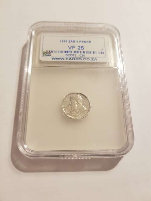 1896 ZAR 3 Pence VF25 !