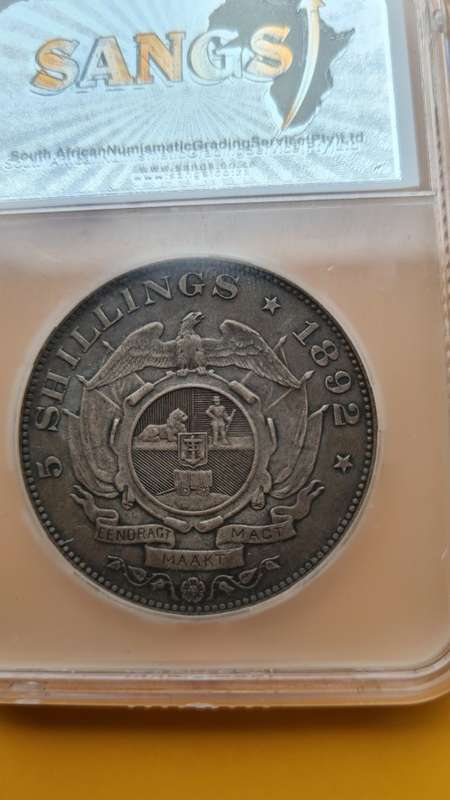 1892 ZAR 5 SHILLINGS - XF45 - Good looking coin - see pics !