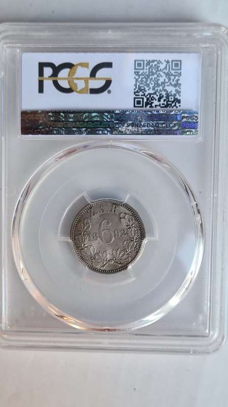 1892 ZAR 6p - PCGS - Mint state rarity - Valuable, beautiful coin