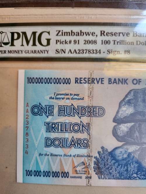 100 Trillion Dollars - Excellent certified high grade example. These are very desirable!