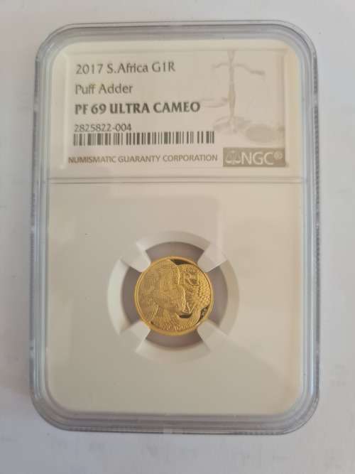 2017 Gold 10th oz - Puff Adder - Rare Natura coin - NGC- PF69