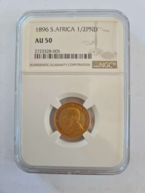 1896 ZAR half pond - NGC AU50 - Zar Gold!