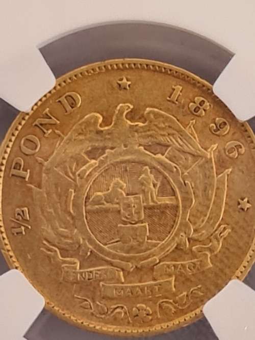1896 ZAR half pond - NGC AU50 - Zar Gold!