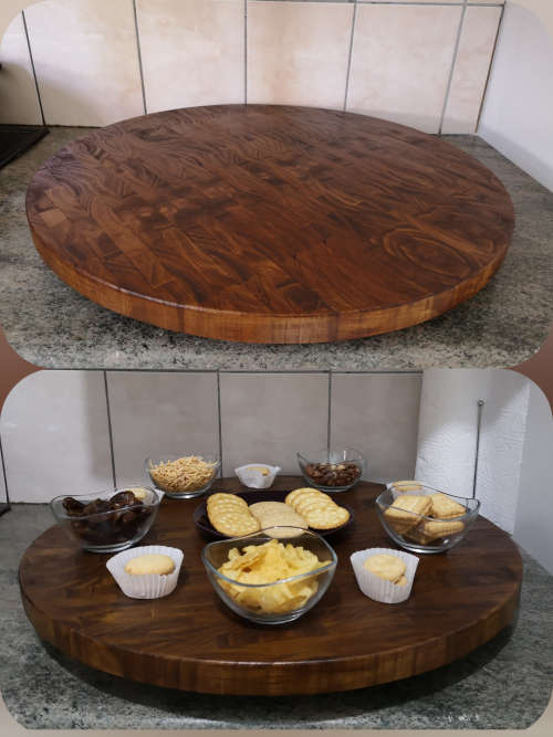 60cm Custom End Grain Lazy Susan (Imbuia Dark Stained Finish)