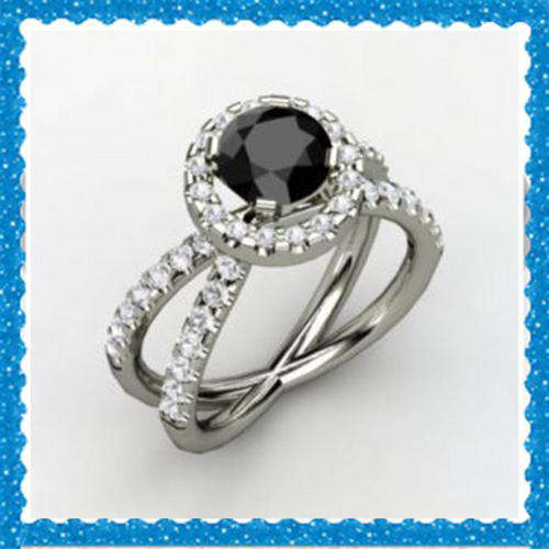 5.50Ct Certified Gorgeous Real Black & White Diamond Engagement Gold Ring @ World Wide Free Shipping