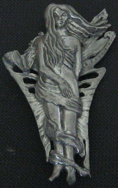 Pewter Nouveau Woman Brooch