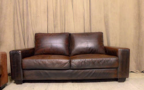 CORI CRAFT MALA DOUBLE SEATER SOFAS ZAMBEZI BROWN - GENUINE LEATHER