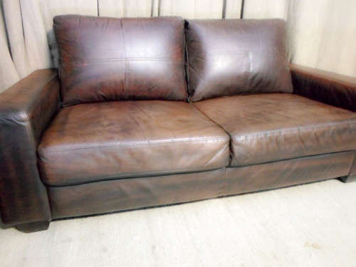 CORI CRAFT MALA DOUBLE SEATER SOFAS ZAMBEZI BROWN - GENUINE LEATHER