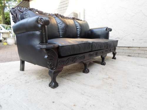 BALL AND CLAW -3 Seater Genuine Leather  BLACK