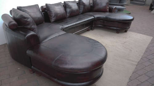 Modern U Lounge Suite - Genuine Leather Oxblood