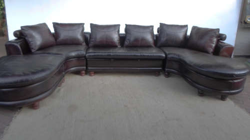 Modern U Lounge Suite - Genuine Leather Oxblood