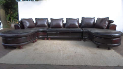 Modern U Lounge Suite - Genuine Leather Oxblood