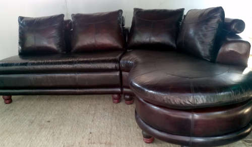 Modern U Lounge Suite - Genuine Leather Oxblood