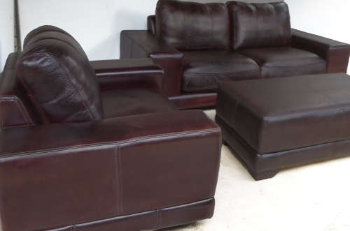 DEAL OF THE MONTH!! Chocolate Brown Genuine Leather Suite