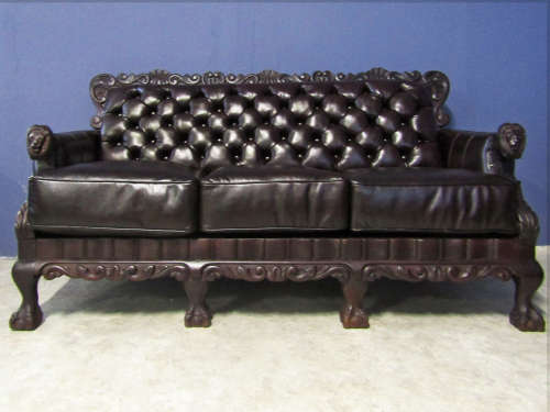 CHESTERFIELD LEATHER LION BALL AND CLAW 3 SEATER - Authentic Ball and Claw