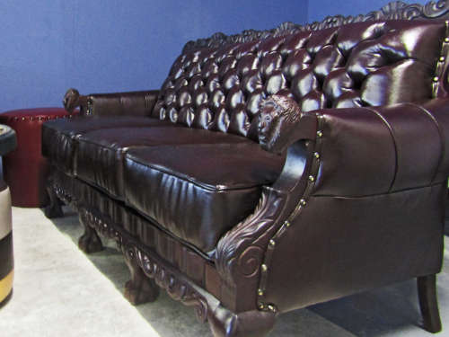 CHESTERFIELD LEATHER LION BALL AND CLAW 3 SEATER - Authentic Ball and Claw