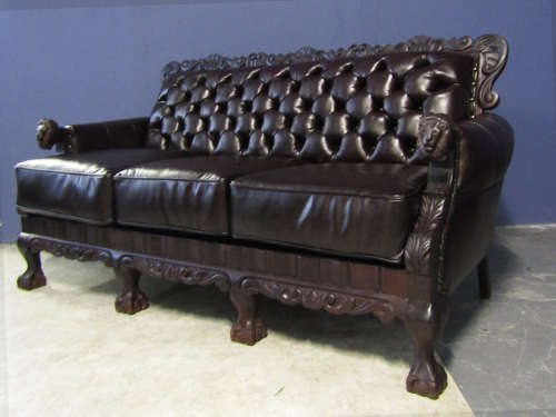 CHESTERFIELD LEATHER LION BALL AND CLAW 3 SEATER - Authentic Ball and Claw