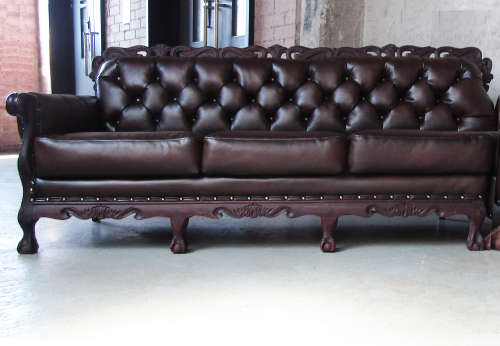 Authentic Ball and Claw 4 Piece Lounge suites with Free Ottoman - Top Grain Genuine Leather