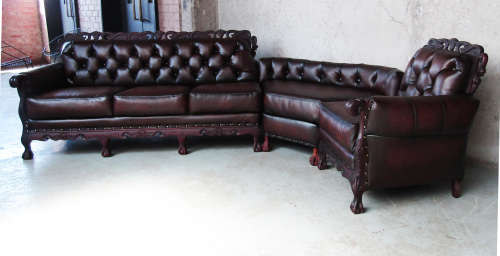 Authentic Ball and Claw 4 Piece Lounge suites with Free Ottoman - Top Grain Genuine Leather