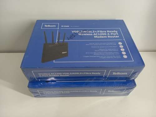 Retail: R2199 Each | 2 x Brand New Sealed D-Link Router/Fibre Ready Router (Telkom Branded)