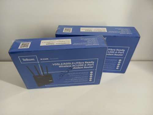 Retail: R2199 Each | 2 x Brand New Sealed D-Link Router/Fibre Ready Router (Telkom Branded)