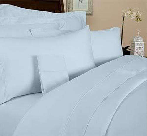 Light Powder Blue 6 Piece - Cotton Feel - Bed Linen - King Size- Duvet Cover Set