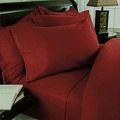 Dark Brick Red 6 Piece - Cotton Feel - Bed Linen - King Size- Duvet Cover Set