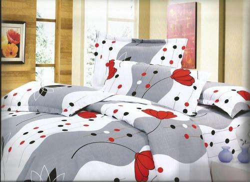 6 Piece - Cotton Feel - Bed Linen - Queen Size- Duvet Cover Set
