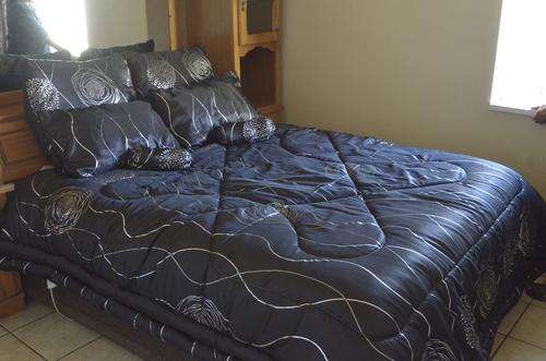 Comforter Set - Black and Silver 7 Piece - Queen Size Comforter Set