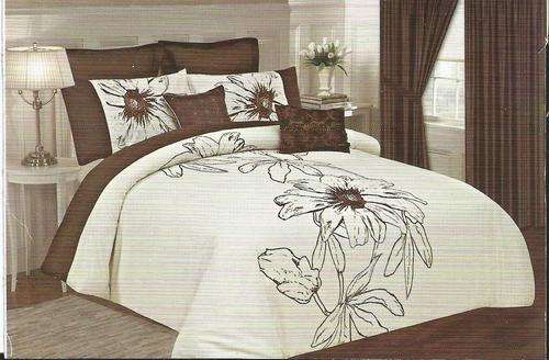 King Size Comforter Set - Brown and White 10 Piece - King Size Comforter Set