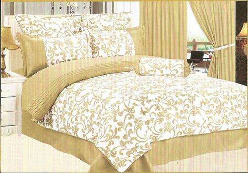 Queen Size Comforter Set - Cream and White 11 Piece - Queen Size Comforter Set