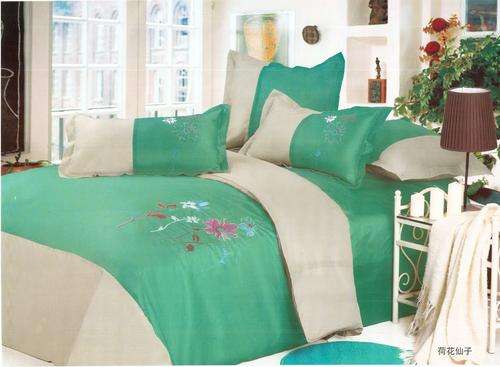 Grey and Green - 6 Piece Quality Bed Linen - Double bed- Duvet Set