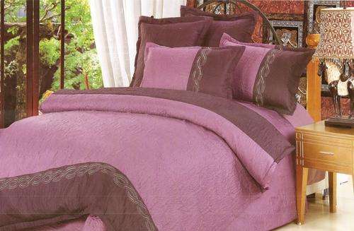 Purple - 6 Piece Embossed and Embroidered - Double bed- Duvet Set