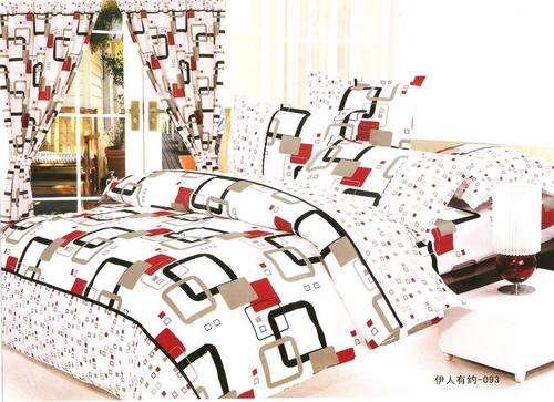 10 Piece - Cotton Feel - Printed - Bed Linen - Double bed- Duvet & Curtain Set