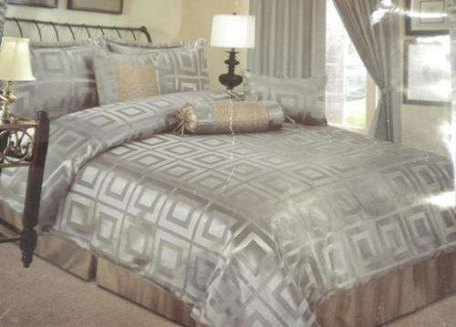 VENTURA BLANKET - 7 - PIECE COMFORTER SET - QUEEN SIZE - SILVER/GREY