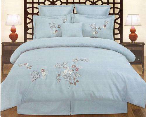 6 Piece - Embroided - Super Soft Cotton Feel - Bed Linen - Queen Size- Duvet Cover Set