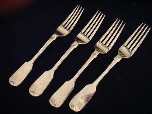 Set of Four Silver Forks with Exeter Hallmark