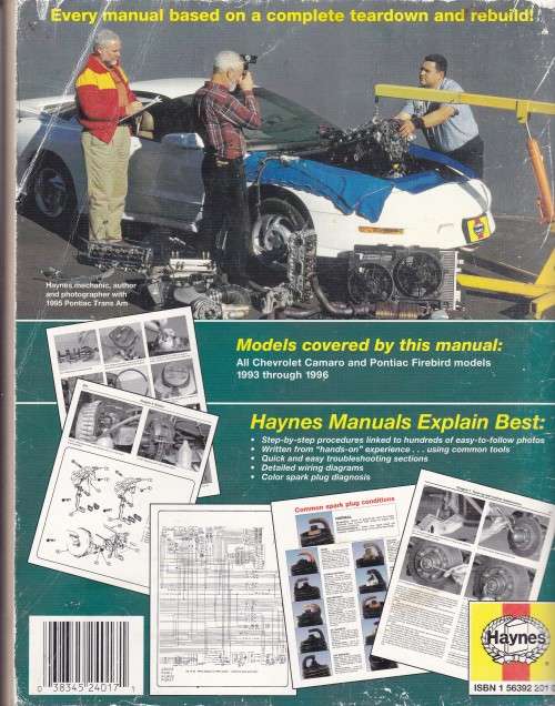 Haynes Chevrolet Camaro Pontiac Firebird 1993 thru1996 Automotive Repair Manual
