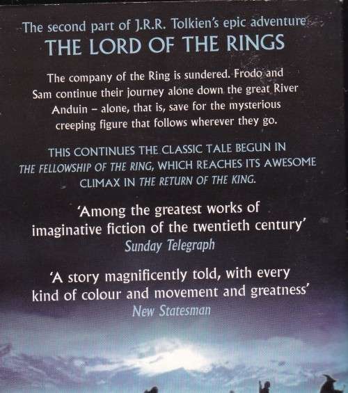 JRR Tolkien Lord of the Rings The two Towers (Small Soft cover)