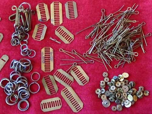Large assortment of Brass Backing plates,  pins etc WW2 and later