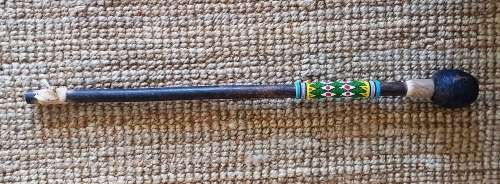Vintage hand carved wooden Zulu beaded Knob-Kerrie.