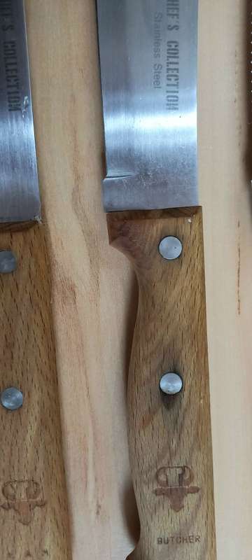 Set of ten Vintage `Chefs Collection` Jananese Stainless steel Chefs Knives and a Fork