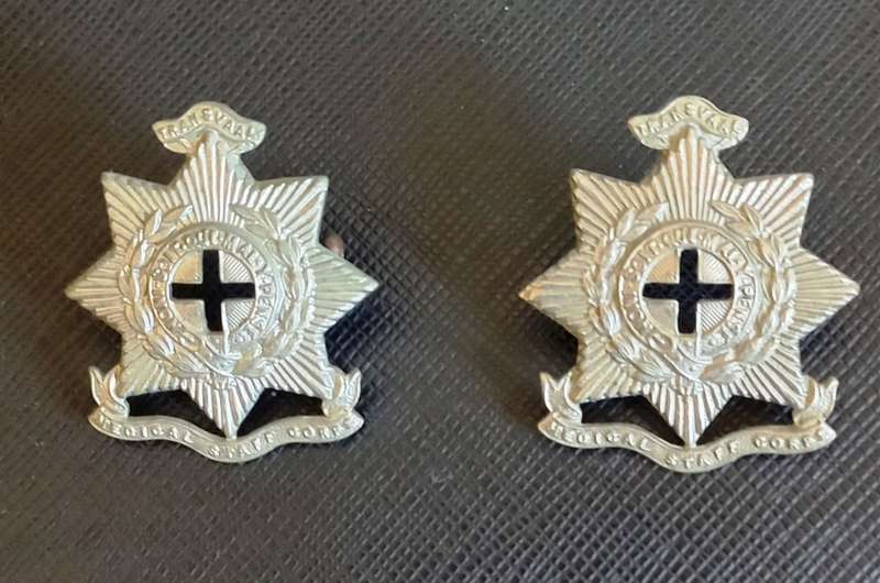 Transvaal Medical staff Corps white Metal Collars. 1903 -1913