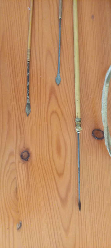 Vintage Bushman bows, quiver with three arrows. NOT Tourist items