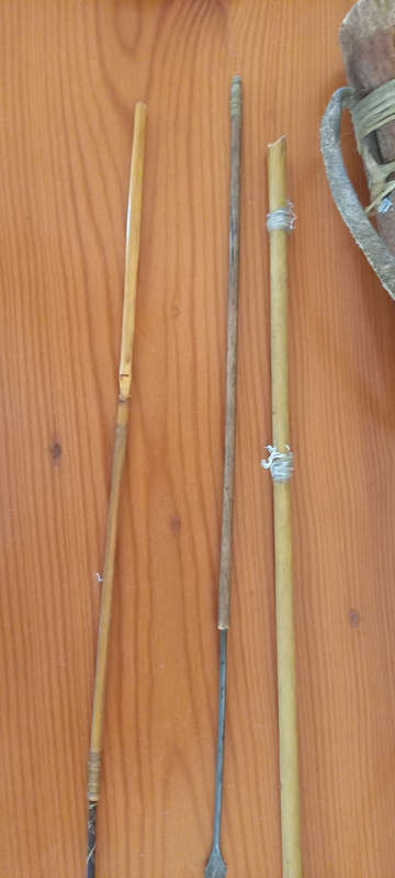 Vintage Bushman bows, quiver with three arrows. NOT Tourist items