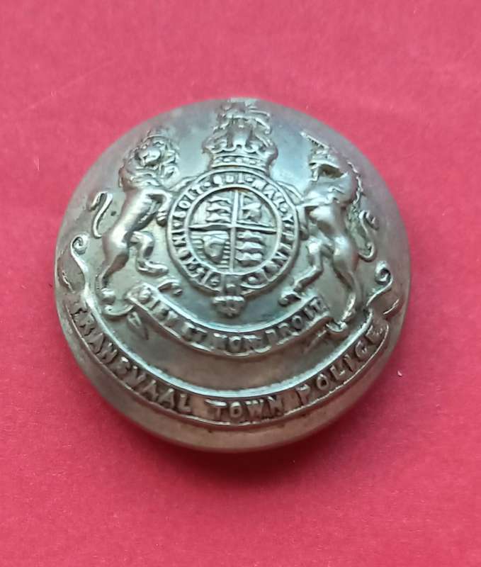 Rare Button Auction.  21mm White Metal Button to the Transvaal Town Police (Firmin and sons London)
