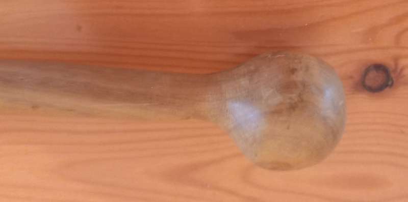 Africa carved walking stick. Unknown light coloured wood. Vintage