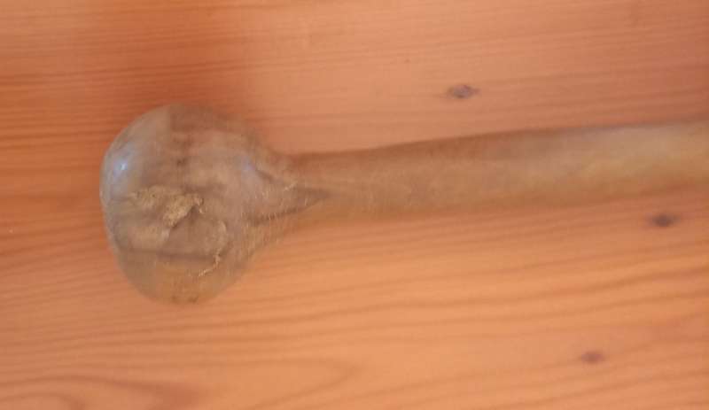 Africa carved walking stick. Unknown light coloured wood. Vintage